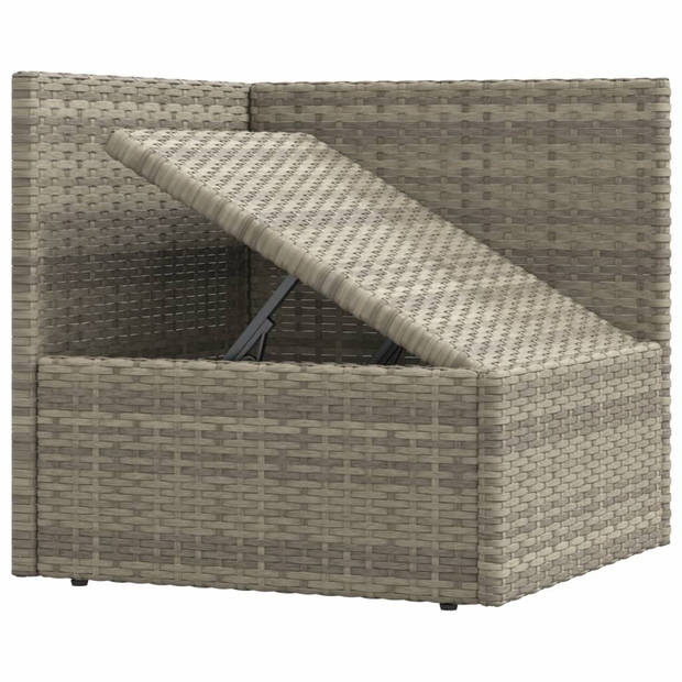 vidaXL 3-delige Loungeset met kussens poly rattan grijs