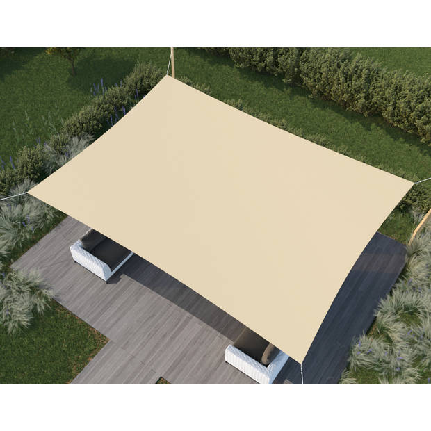 hanSe® Schaduwdoek Rechthoek Waterdoorlatend 6x8 m Zonnedoek Zand