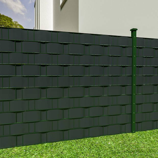 tectake® Privacyfolie voor hek/tuinscherm - 70 meter - 19 cm hoog - incl. bevestigingsclips - UV-bestendig - Antraciet