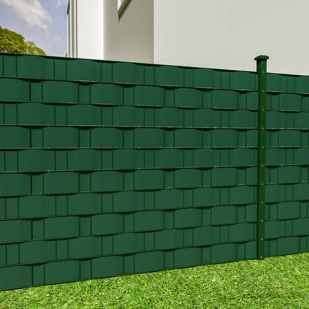 tectake® Privacyfolie voor hek/tuinscherm - 70 meter - 19 cm hoog - incl. bevestigingsclips - UV-bestendig - Groen