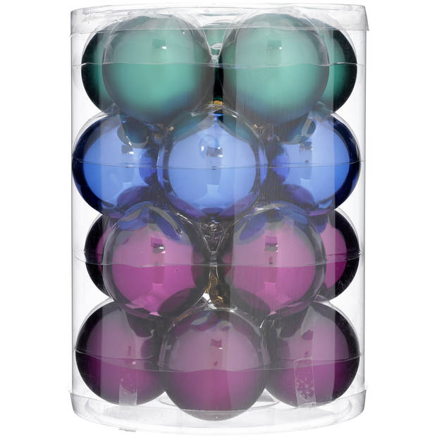Kerstballen glas s/20 blauw-paars-groen