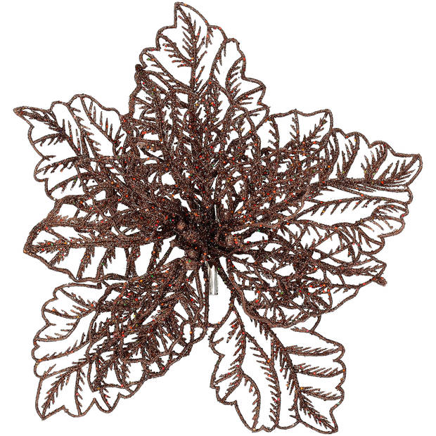 Poinsettia op clip bruin