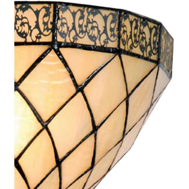 HAES DECO - Wandlamp Tiffany Beige, Bruin 30x15x20 cm E14/max 1x40W