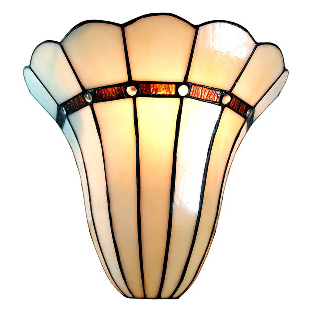HAES DECO - Wandlamp Tiffany Beige 28x18x33 cm E27/max 1x60W