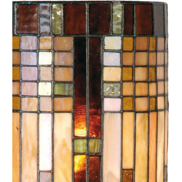 HAES DECO - Wandlamp Tiffany Beige, Bruin 20x11x36 cm E14/max 2x40W