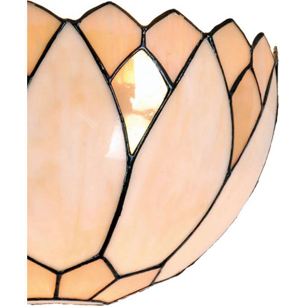 HAES DECO - Wandlamp Tiffany Beige, Bruin 30x15x20 cm E14/max 1x40W