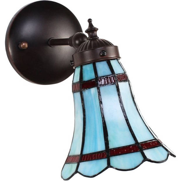 HAES DECO - Wandlamp Tiffany Blauw, Rood 17x12x23 cm E14/max 1x40W