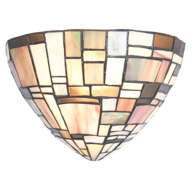 HAES DECO - Wandlamp Tiffany Bruin, Beige 30x16x18 cm E14/max 1x40W