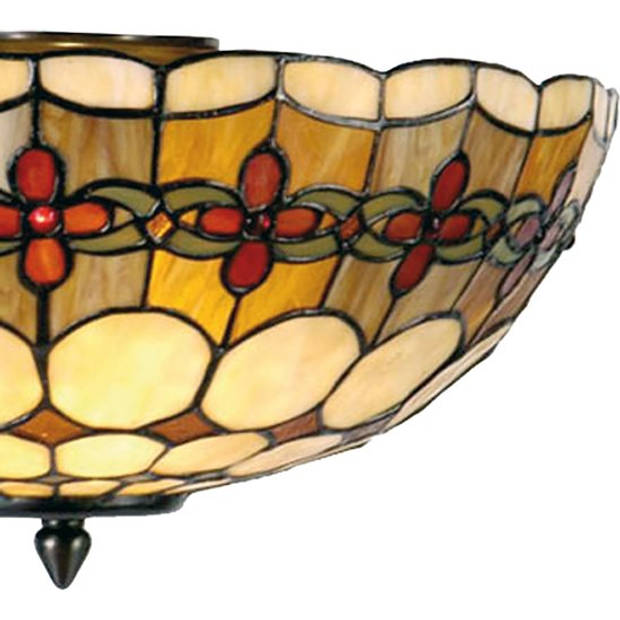 HAES DECO - Plafondlamp Tiffany Beige, Rood Ø 40x24 cm E14/max 2x40W