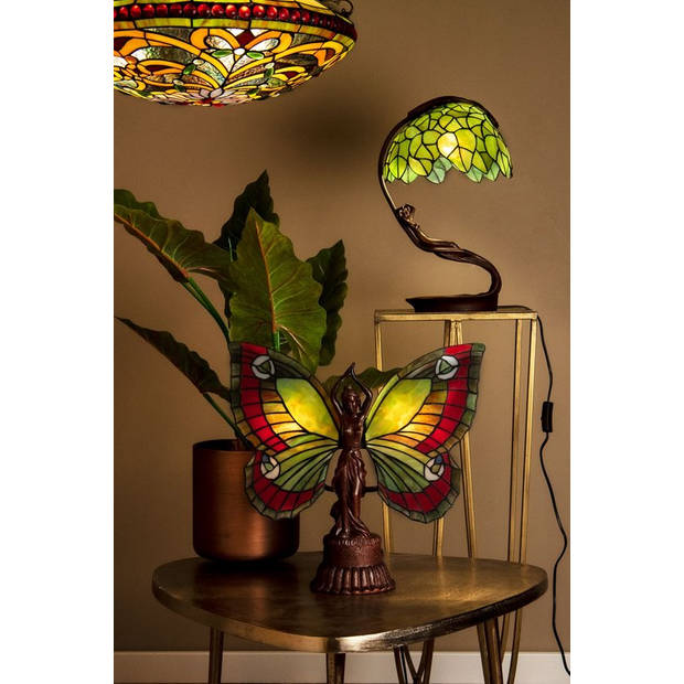 HAES DECO - Plafondlamp Tiffany Meerkleurig Ø 51x112 cm