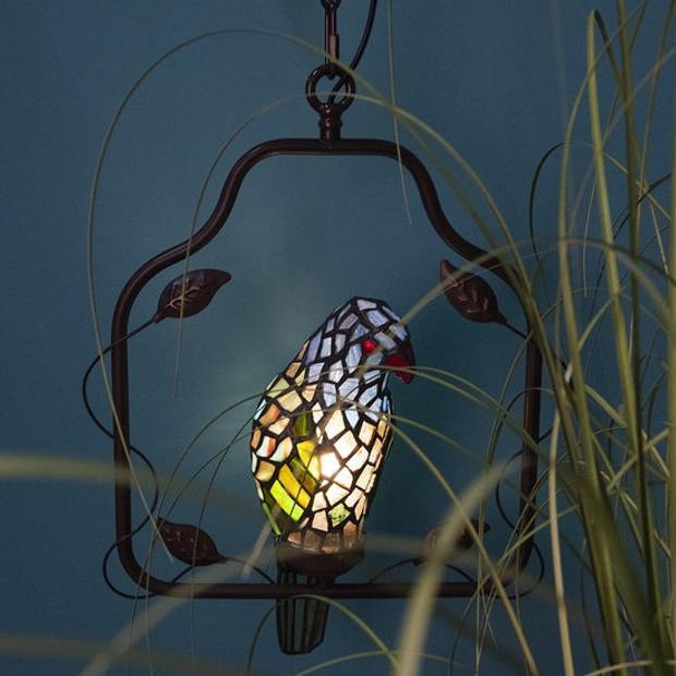 HAES DECO - Plafondlamp Tiffany Papegaai Meerkleurig 40x26x86 cm