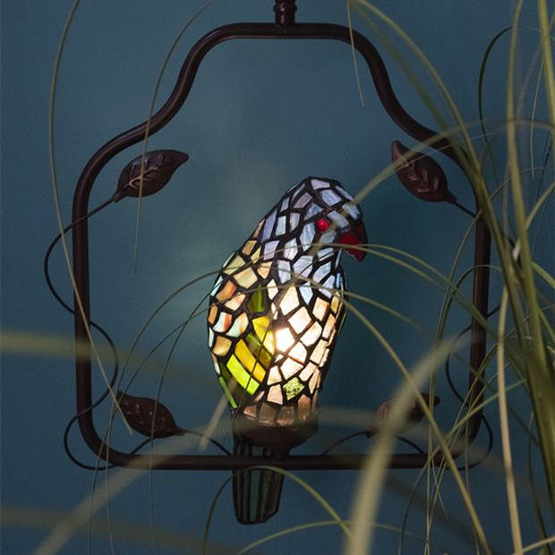 HAES DECO - Plafondlamp Tiffany Papegaai Meerkleurig 40x26x86 cm