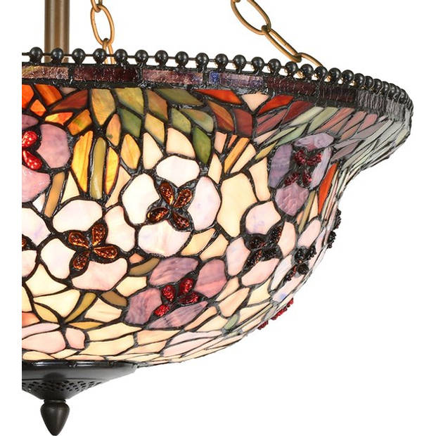 HAES DECO - Plafondlamp Tiffany Rood, Roze Ø 53x60 cm E27/max 3x60W