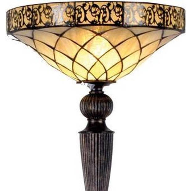 HAES DECO - Tiffany Vloerlamp Bruin, Beige Ø 41x179 cm E27/max 1x60W