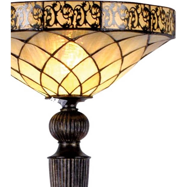 HAES DECO - Tiffany Vloerlamp Bruin, Beige Ø 41x179 cm E27/max 1x60W