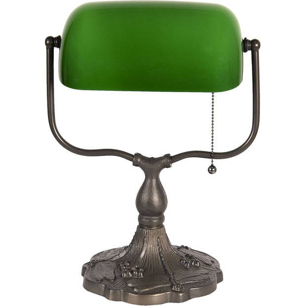 HAES DECO - Bureaulamp Bankierslamp Groen, Bruin 27x20x36 cm E27/max 1x60W