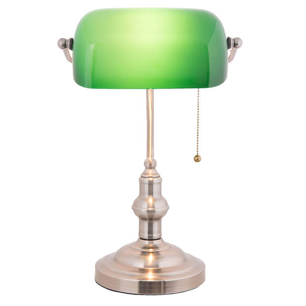 HAES DECO - Bureaulamp Bankierslamp Groen 27x17x41 cm E27/max 1x60W