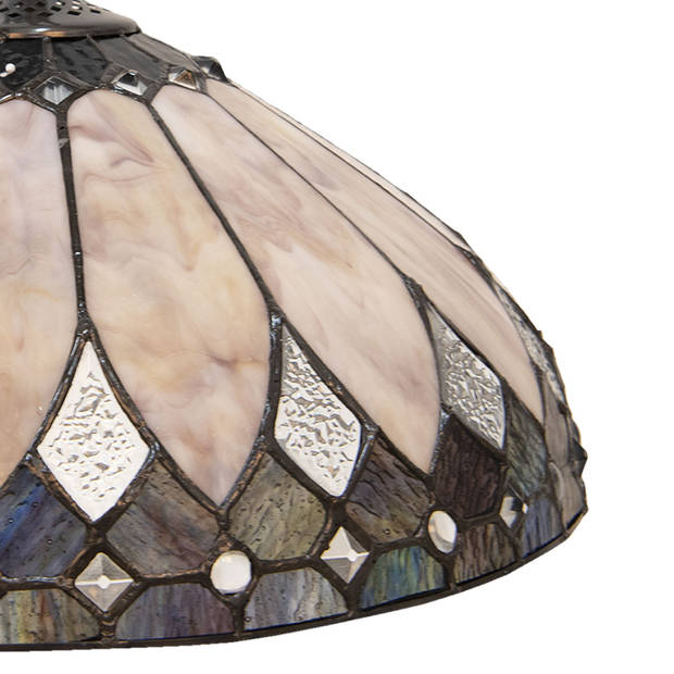 HAES DECO - Hanglamp Tiffany Beige, Bruin Ø 40x95 cm E27/max 1x60W