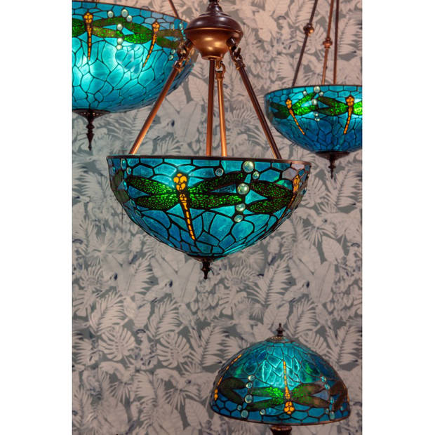HAES DECO - Hanglamp Tiffany Blauw Ø 61x156 cm E27/max 4x40W
