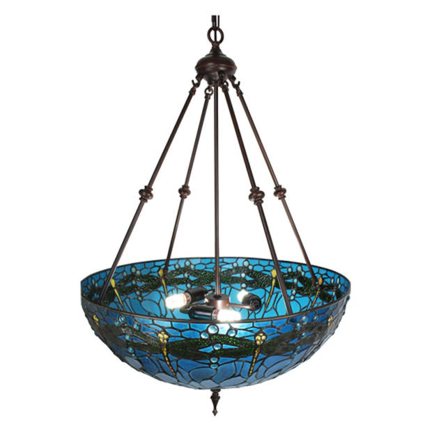 HAES DECO - Hanglamp Tiffany Blauw Ø 61x156 cm E27/max 4x40W