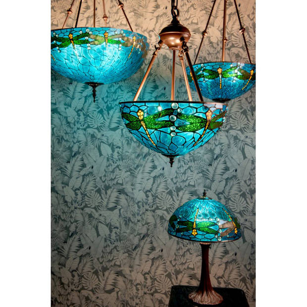 HAES DECO - Hanglamp Tiffany Blauw Ø 61x156 cm E27/max 4x40W