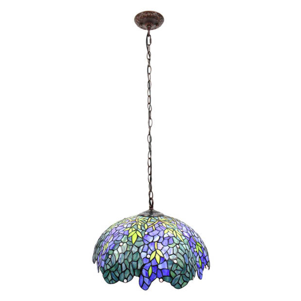 HAES DECO - Hanglamp Tiffany Blauw, Groen Ø 45x26/126 cm E27/max 3x60W