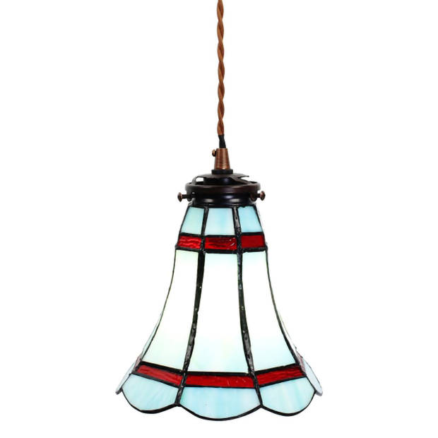 HAES DECO - Hanglamp Tiffany Blauw, Rood Ø 15x115 cm E14/max 1x25W