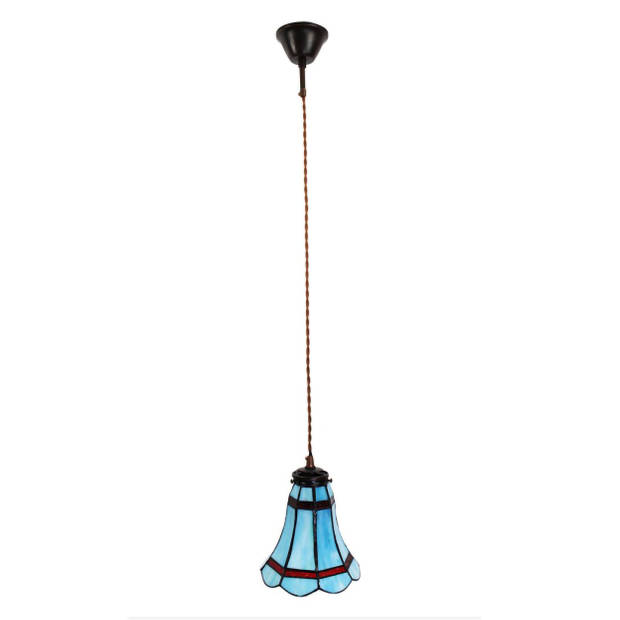 HAES DECO - Hanglamp Tiffany Blauw, Rood Ø 15x115 cm E14/max 1x25W