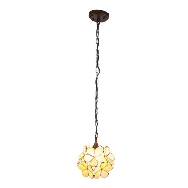 HAES DECO - Hanglamp Tiffany Creme 21x21x17/90 cm E14/max 1x40W