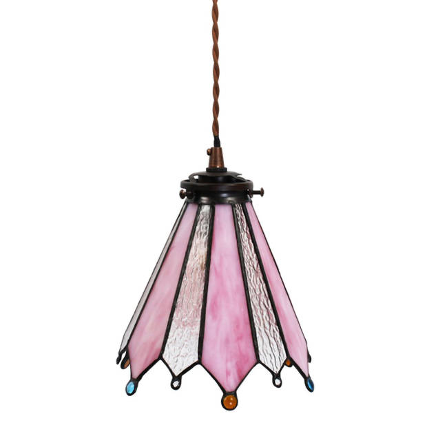 HAES DECO - Hanglamp Tiffany Roze 18x15x115 cm E14/max 1x25W