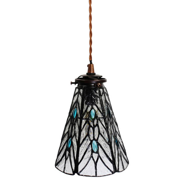 HAES DECO - Hanglamp Tiffany Transparant Ø 15x115 cm E14/max 1x40W