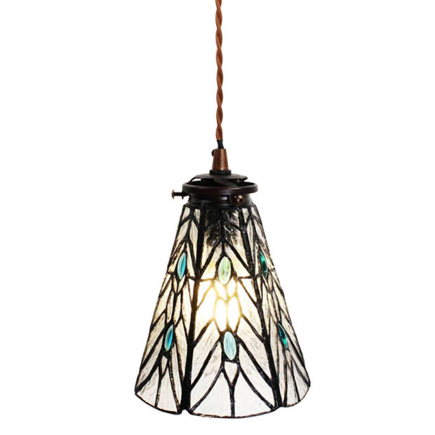 HAES DECO - Hanglamp Tiffany Transparant Ø 15x115 cm E14/max 1x40W