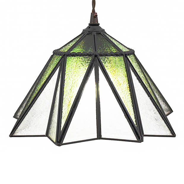 HAES DECO - Hanglamp Tiffany Transparant, Groen Ø 31x107 cm E27/max 1x40W