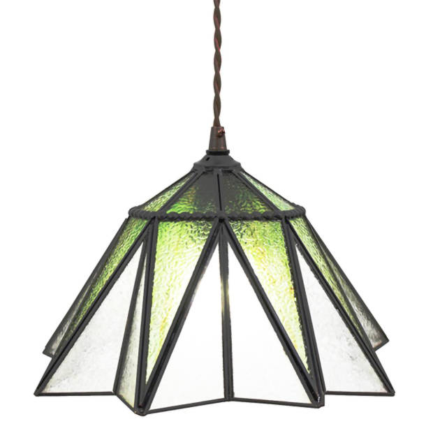 HAES DECO - Hanglamp Tiffany Transparant, Groen Ø 31x107 cm E27/max 1x40W