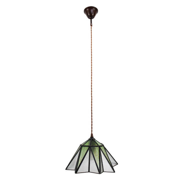 HAES DECO - Hanglamp Tiffany Transparant, Groen Ø 31x107 cm E27/max 1x40W