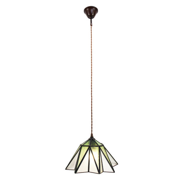 HAES DECO - Hanglamp Tiffany Transparant, Groen Ø 31x107 cm E27/max 1x40W