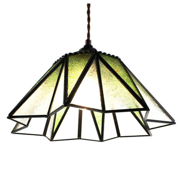 HAES DECO - Hanglamp Tiffany Transparant, Groen Ø 31x107 cm E27/max 1x40W