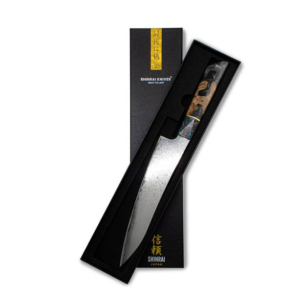 Shinrai Japan Onyx Epoxy Jewels Damascus Koksmes 23 cm - Special Edition