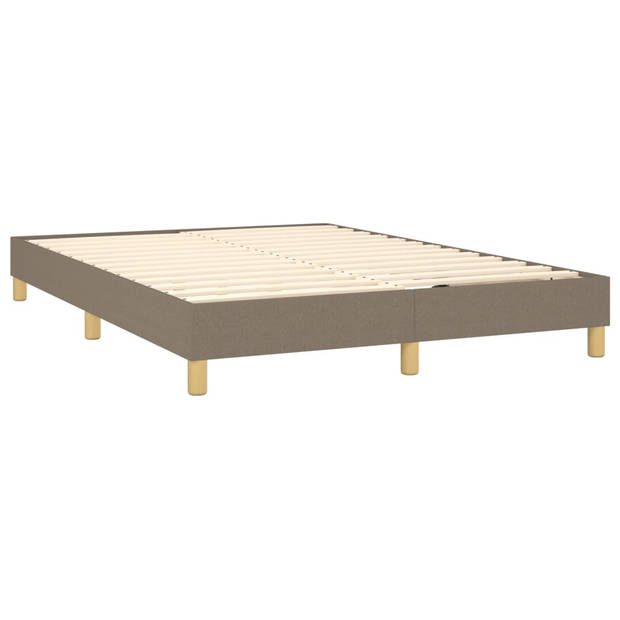 vidaXL Boxspring met matras stof taupe 140x190 cm