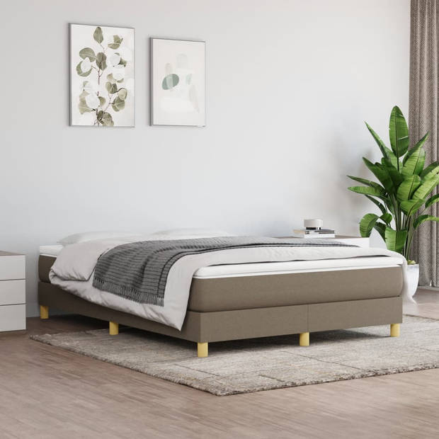 vidaXL Boxspring met matras stof taupe 140x190 cm