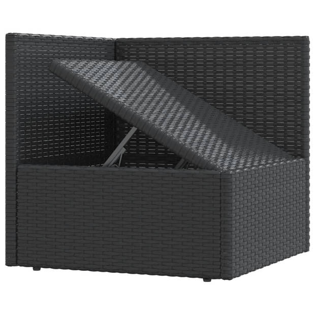 vidaXL 3-delige Loungeset met kussens poly rattan zwart