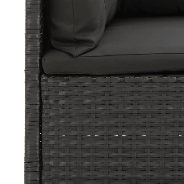 vidaXL 4-delige Loungeset met kussens poly rattan zwart