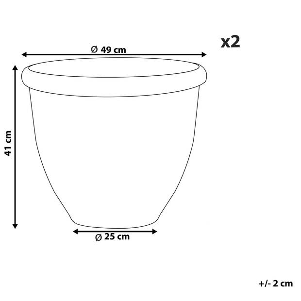 Beliani TESALIA - plantenbak voor buiten-Bruin-Polyresin, Stenenmix