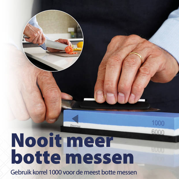 Perow Wetsteen Messenslijper - Slijpsteen - Luxe wetsteen - Korrel 1000/6000