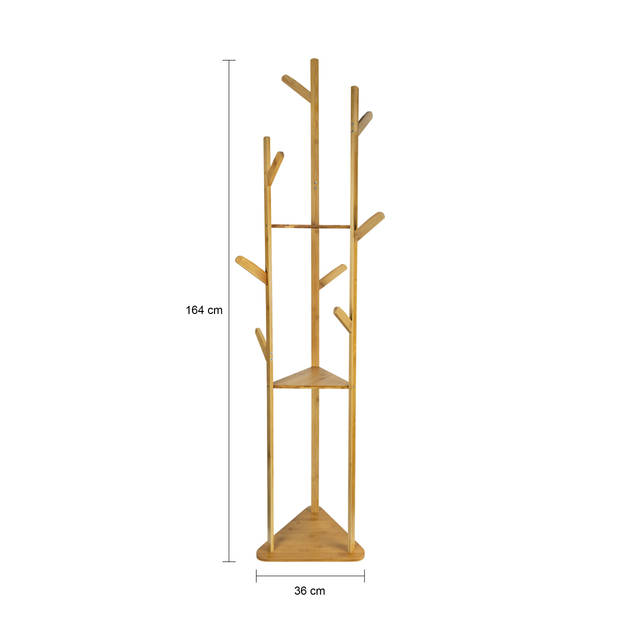 QUVIO Kapstok met drie planken - Hout - Lichtbruin