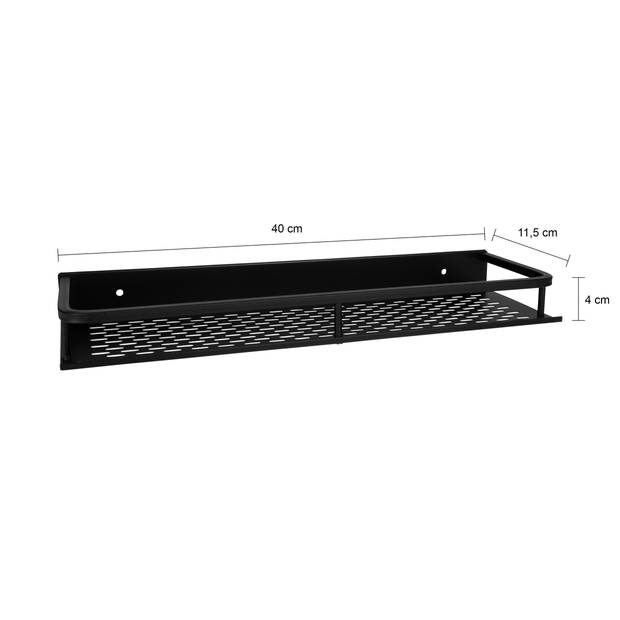 QUVIO Badkamer plankje Aluminium - Zwart - 40 cm - set van 3