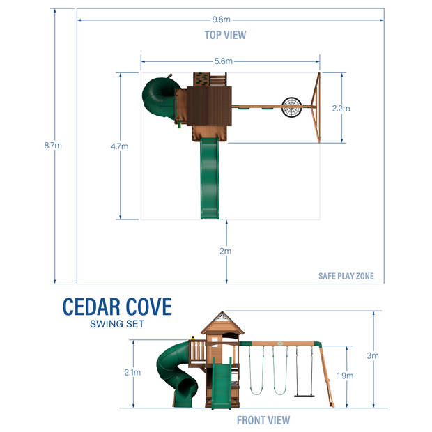 Backyard Discovery Cedar Cove compleet Speeltoestel Speeltoren met schommels / glijbaan / klimwand / uitkijkplatform