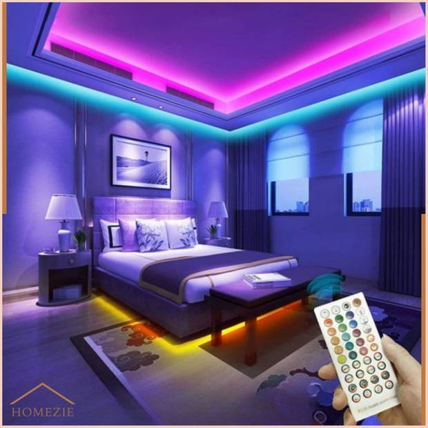 Homezie Led strip 15 meter Met app en afstandsbediening RGB Zelfklevend Led lights