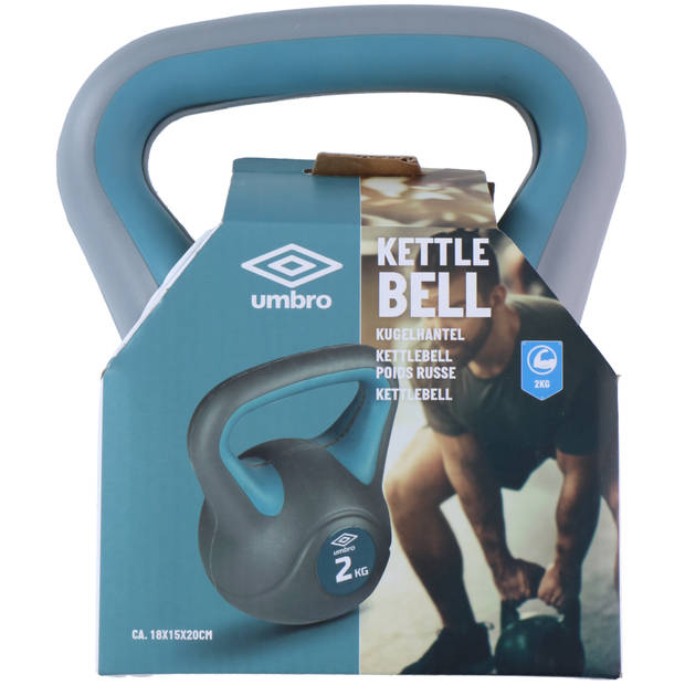 Umbro Kettlebell 2kg - Instapgewicht Vrouw - Rehabilitatie - Kunststof Gewicht - Grijs/ Blauw