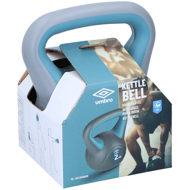 Umbro Kettlebell 2kg - Instapgewicht Vrouw - Rehabilitatie - Kunststof Gewicht - Grijs/ Blauw